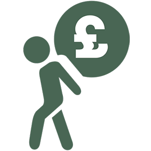 Illustration of a person carrying a bag with a pound sign on it